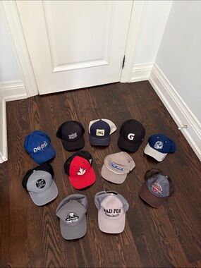 Assorted Men's Baseball Caps - Multi-Brand, Blue/Black/Gray/Red/Tan